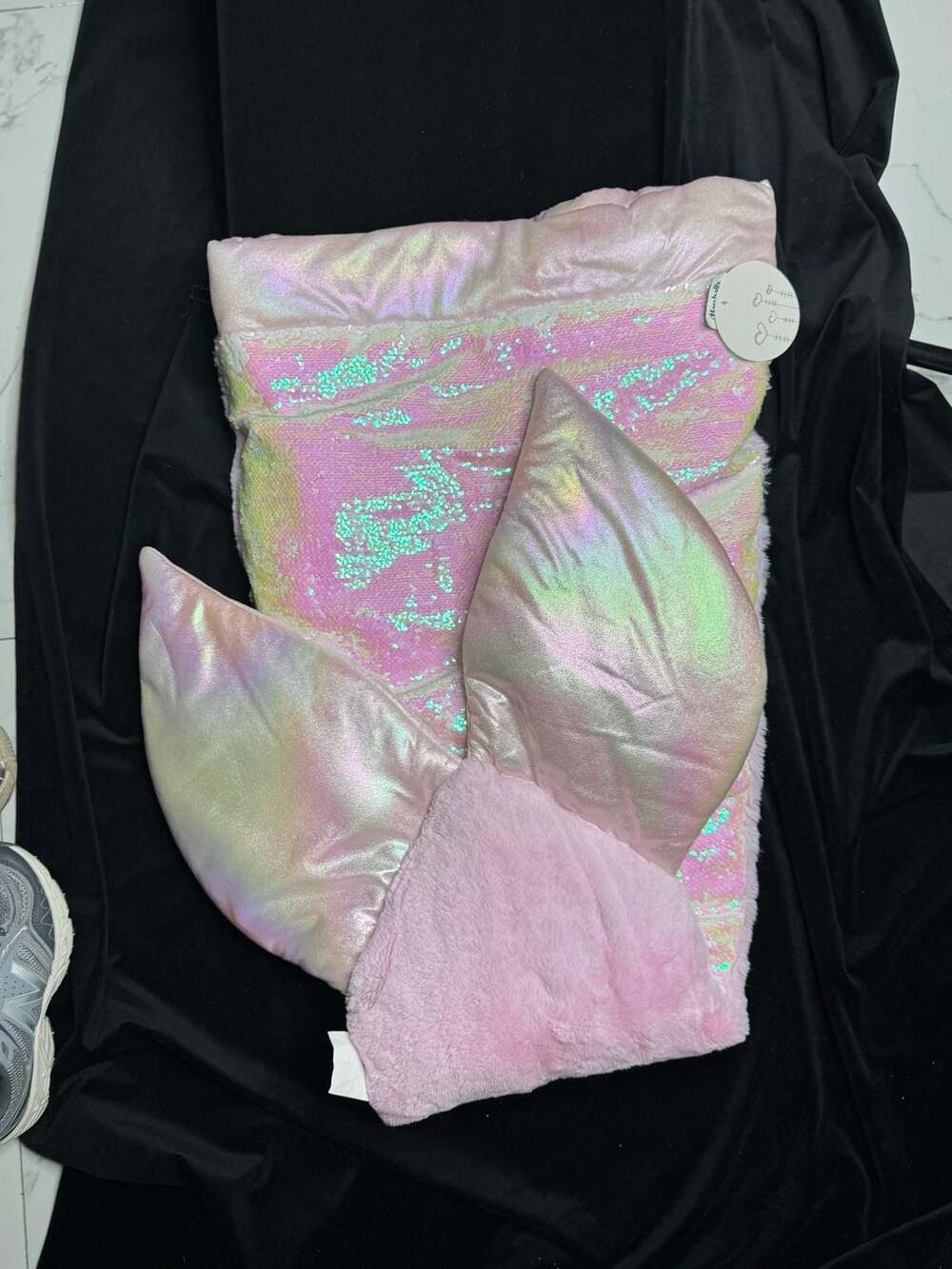 Cynthia Rowley Pink Iridescent Sequin Mermaid Tail Blanket